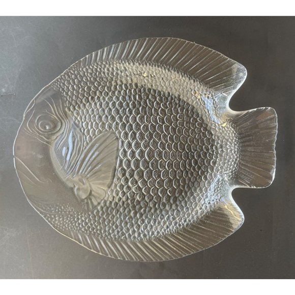 Glass Fish Platter Large 15" x 12.5" Vintage Arcoroc France Serving Dish - Picture 9 of 11
